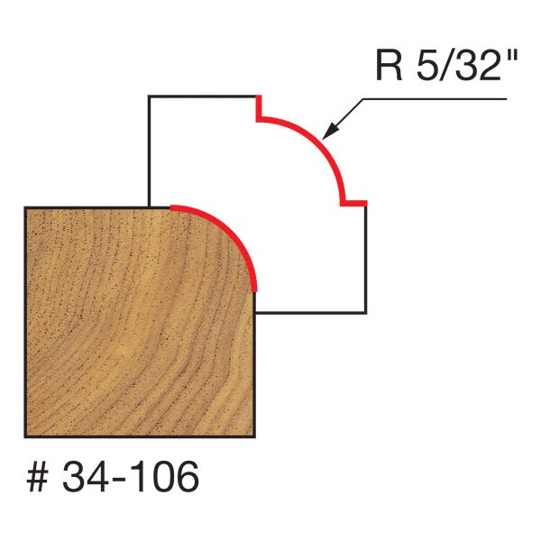 Freud 34-106 5/32" Radius Rounding Over Bit - 2