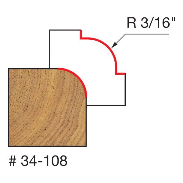 Freud 34-108 3/16" Radius Rounding Over Bit - 2