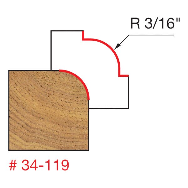 Freud 34-119 3/16" Radius Rounding Over Bit - 2