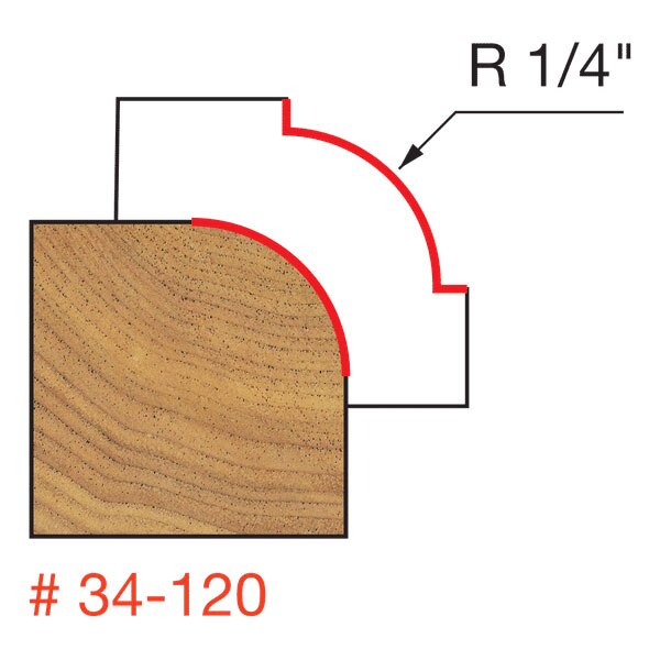 Freud 34-120 1/4" Radius Rounding Over Bit (Quadra-Cut) - 2