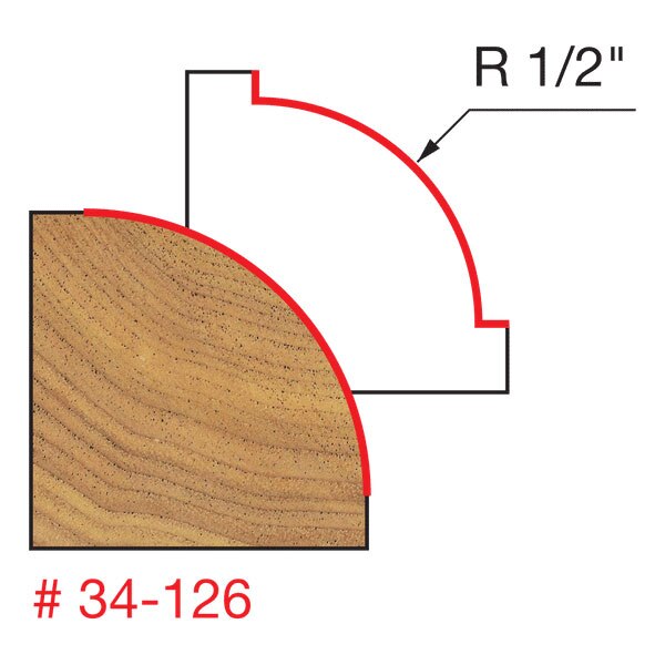 Freud 34-126 1/2" Radius Rounding Over Bit (Quadra-Cut) - 2