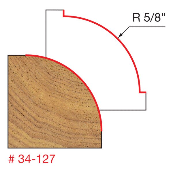 Freud 34-127 5/8" Radius Rounding Over Bit (Quadra-Cut) - 2