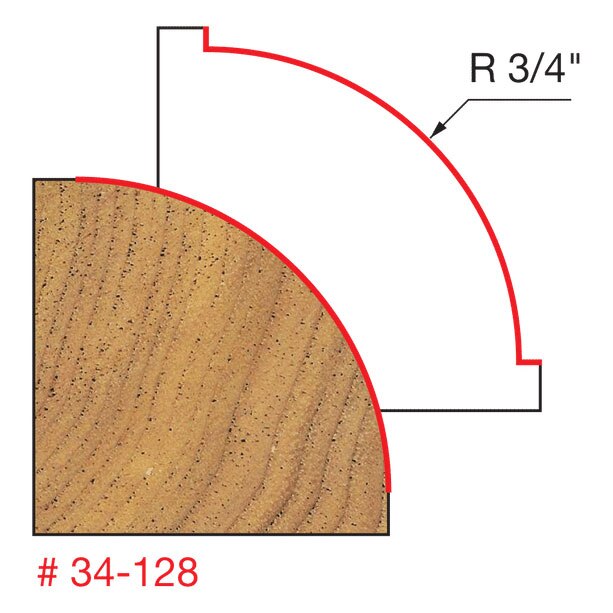 Freud 34-128 3/4" Radius Rounding Over Bit (Quadra-Cut) - 2