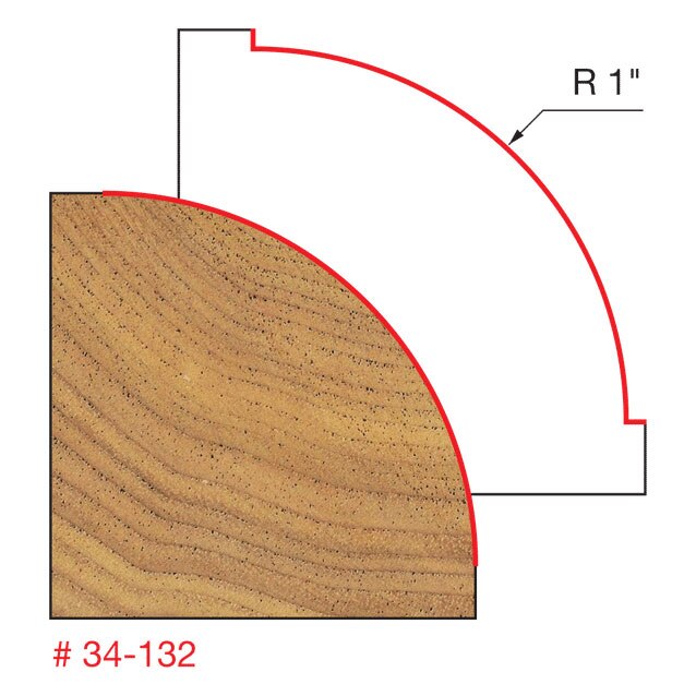 Freud 34-132 1" Radius Rounding Over Bit (Quadra-Cut) - 2