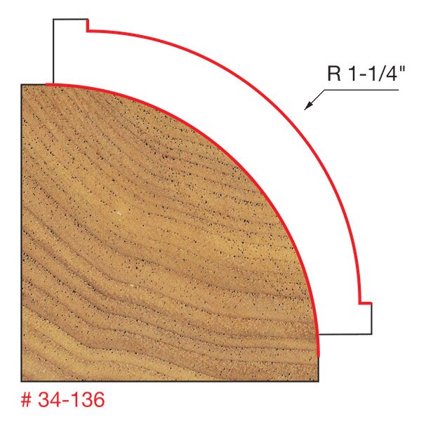 Freud 34-136 1-1/4" Radius Rounding Over Bit (Quadra-Cut) - 2