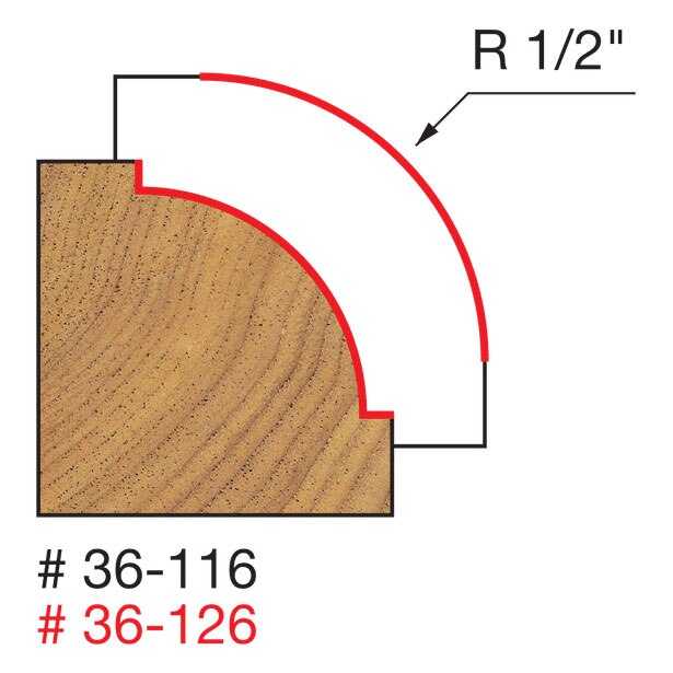 Freud 36-116 1/2" Radius Beading Bit (Quadra-Cut) - 2