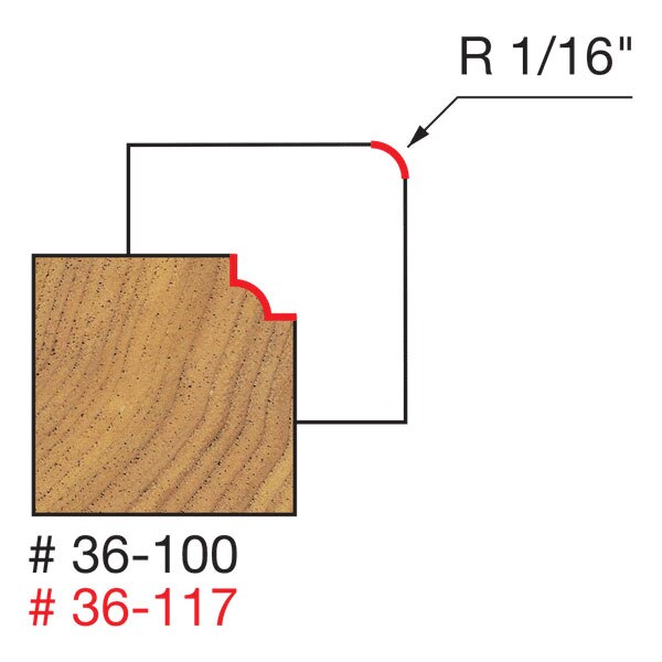 Freud 36-117 1/16" Radius Beading Bit - 2