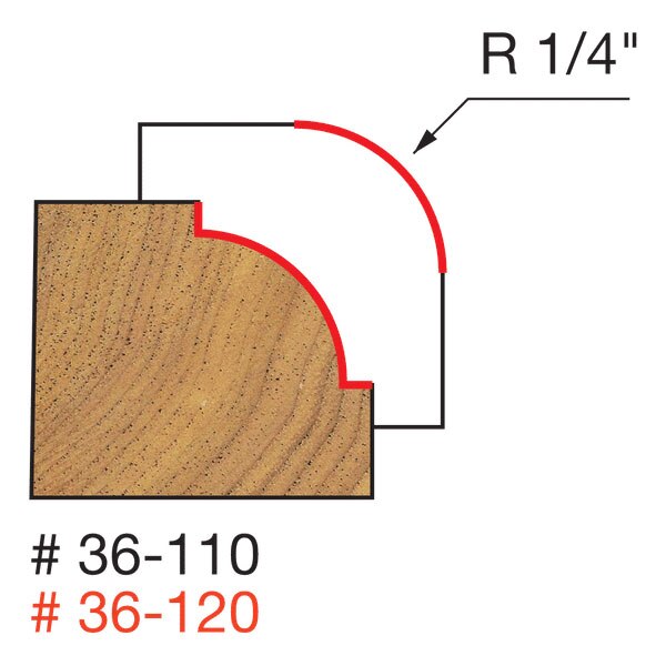 Freud 36-120 1/4" Radius Beading Bit (Quadra-Cut) - 2