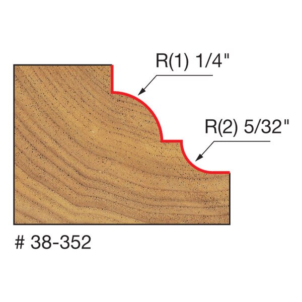 Freud 38-352 1-1/2" (Dia.) Classical Cove & Bead Bit (Quadra-Cut) - 2