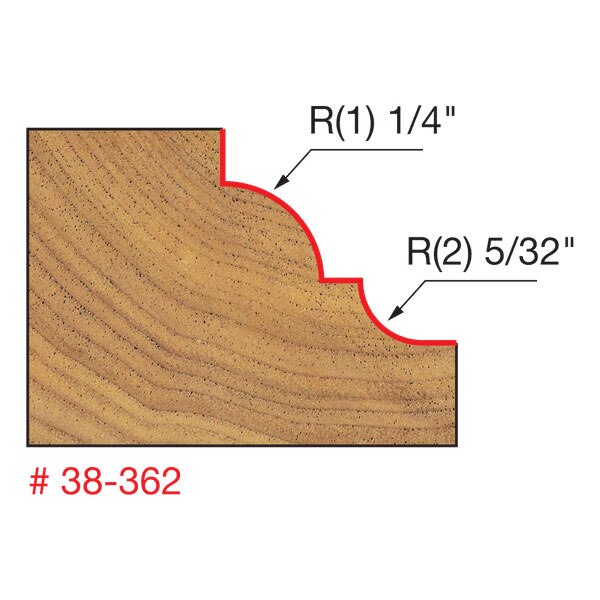 Freud 38-362 1-1/2" (Dia.) Classical Cove & Bead Bit (Quadra-Cut) - 2