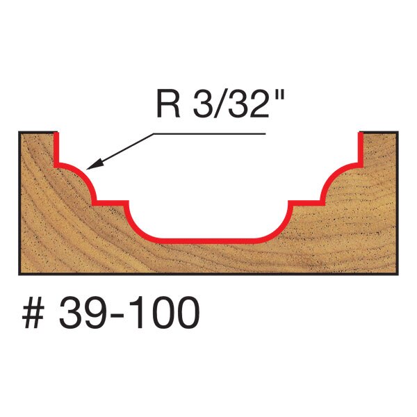 Freud 39-100 3/32" Radius Cove & Bead Groove Bit - 2