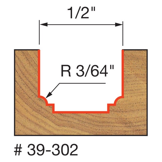 Freud 39-302 3/64" Radius Classical Beading Groove Bit - 2