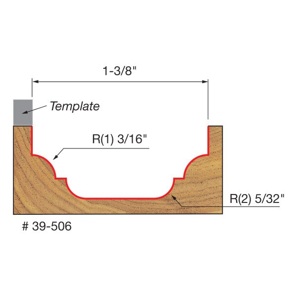 Freud 39-506 1-3/8" Top Bearing Classical Cove, Bead Groove, 3/8" Shank - 2