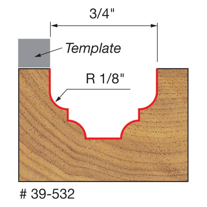 Freud 39-532 1/8" Radius Top Bearing Cove & Bead Groove Bit - 2