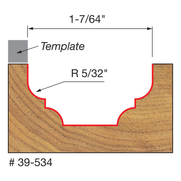 Freud 39-534 5/32" Radius Top Bearing Cove & Bead Groove Bit, 3/8" Shank - 2