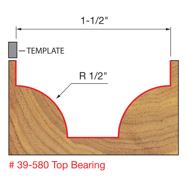 Freud 39-580 1/2" Radius Ovolo Bit - 2