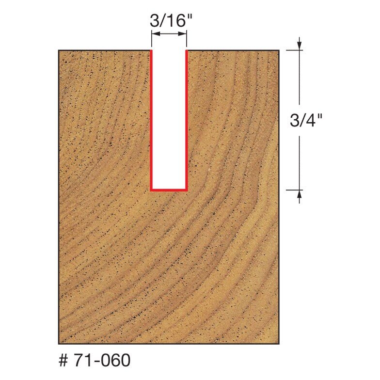Freud 71-060 3/16" (Dia.) O-Flute Straight Bit - 2