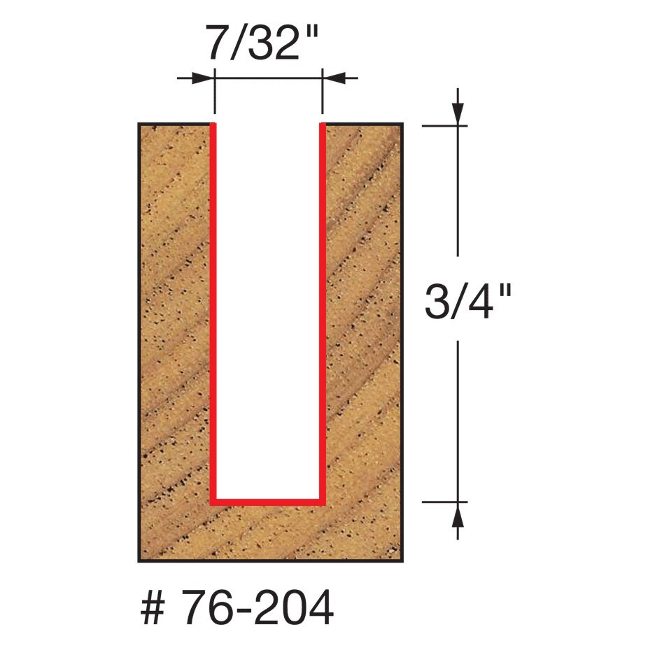 Freud 76-204 7/32" (Dia.) Down Spiral Bit - 2