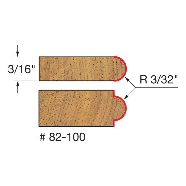 Freud 82-100 3/32" Radius Half Round Bit - 2