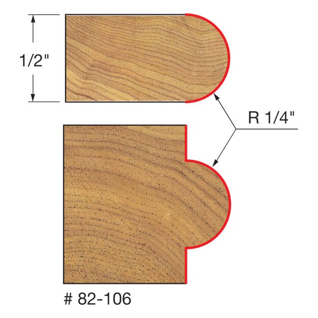 Freud 82-106 1/4" Radius Half Round Bit - 2