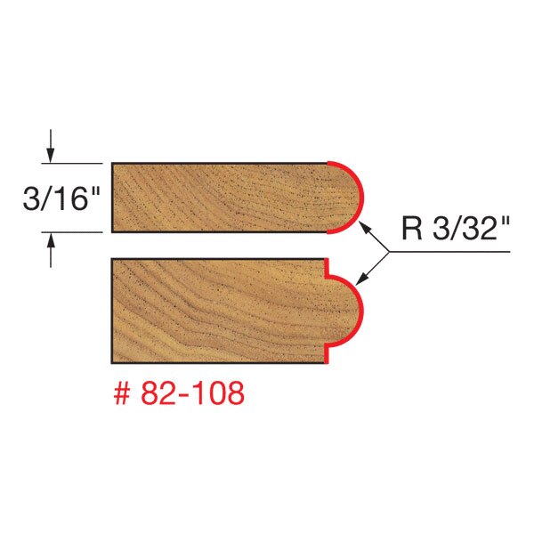 Freud 82-108 3/32" Radius Half Round Bit - 2