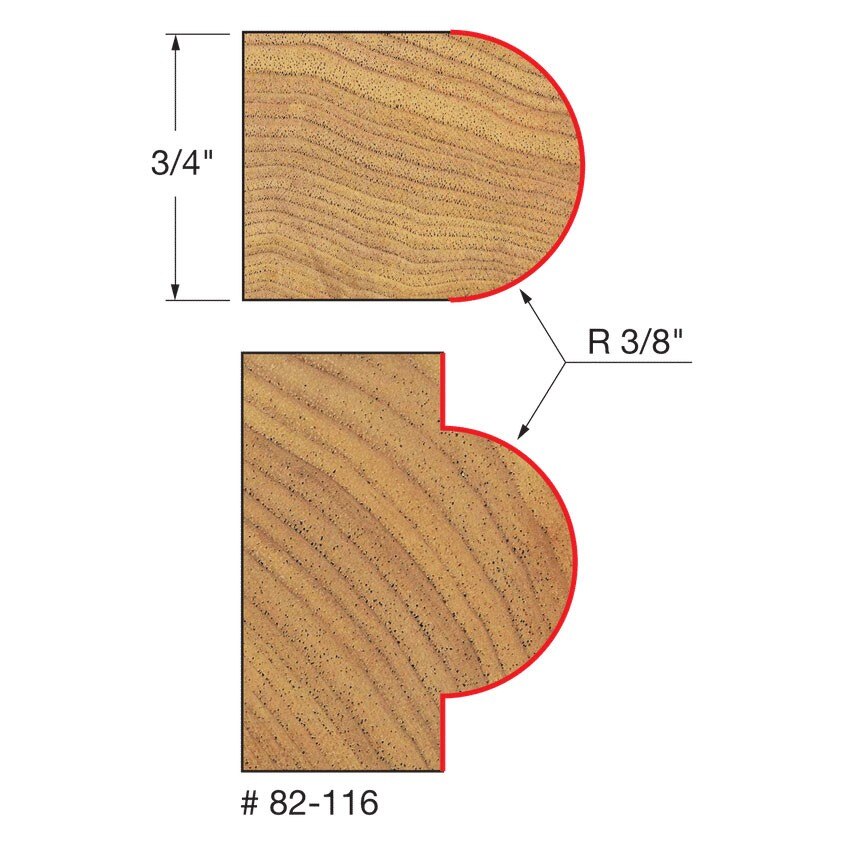 Freud 82-116 3/8" Radius Half Round Bit - 2