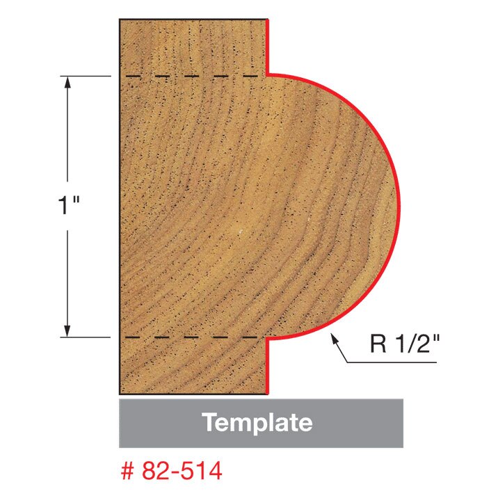 Freud 82-514 1/2" Radius Half Round Bit with Bearing - 2