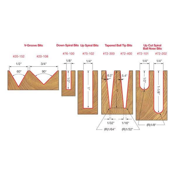 Freud 87-108 8 Piece CNC Router Bit Signmaking Set - 2