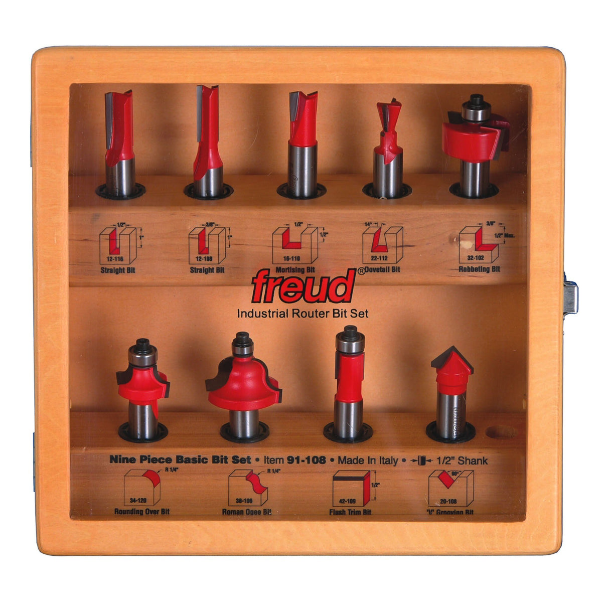 Freud 91-108 9 Piece Basic Bit Set (1/2" Shank)