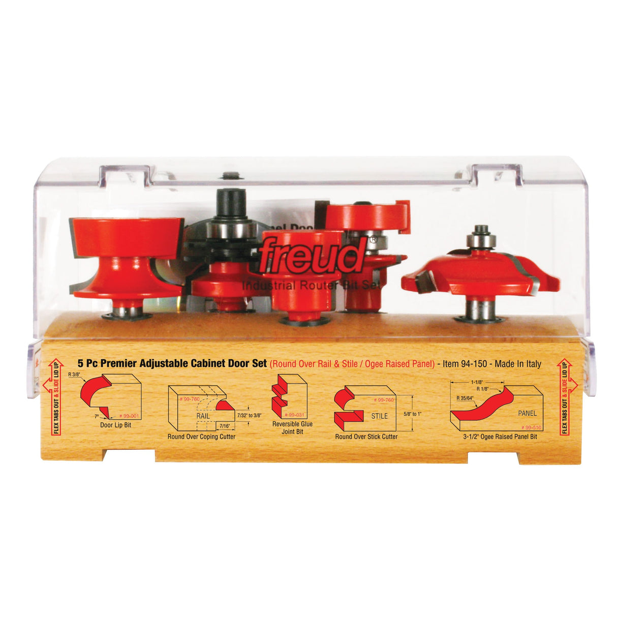 Freud 94-150 5 Piece Premier Adjustable Cabinet Bit Set