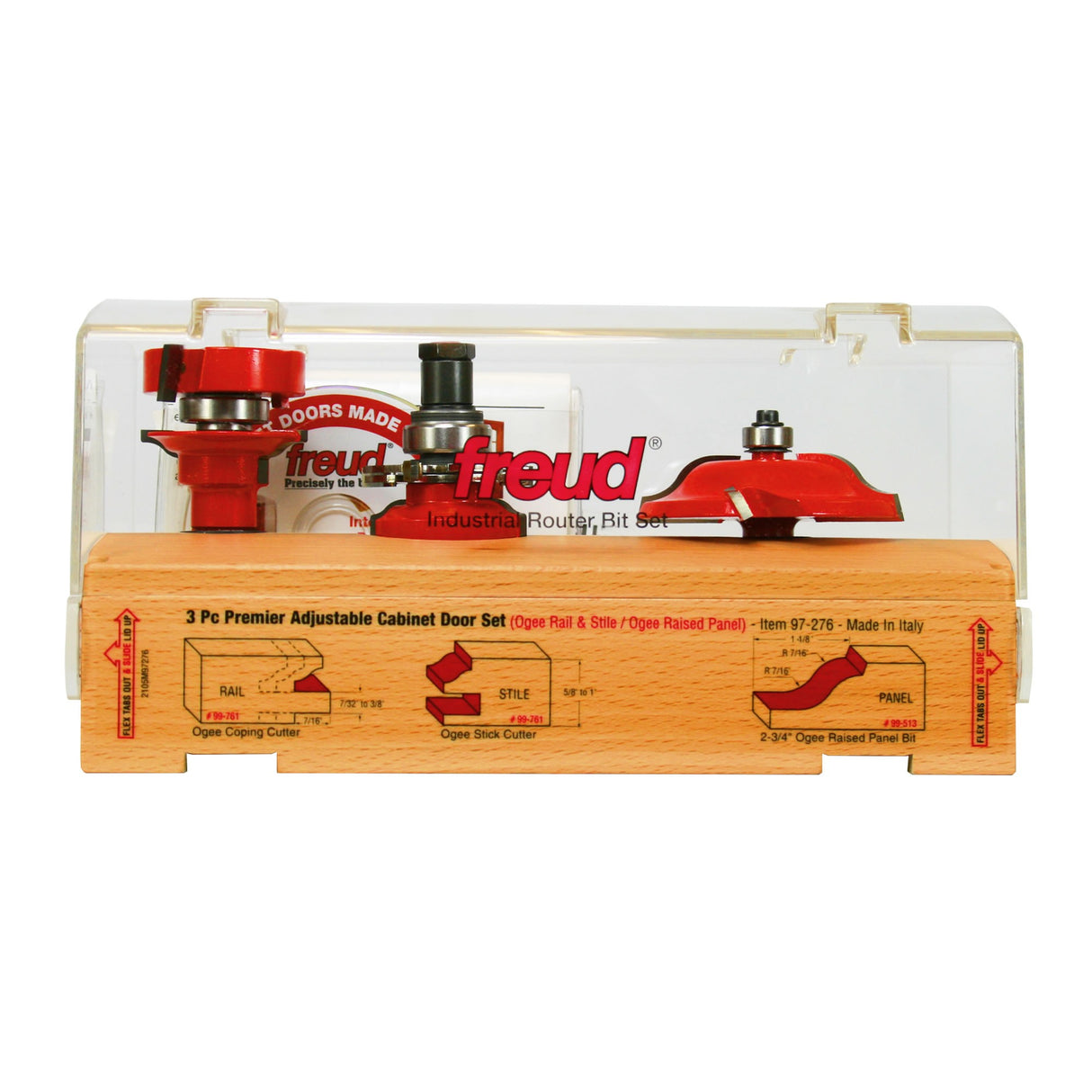 Freud 97-276 3 Piece Premier Adjustable Cabinet Bit Set