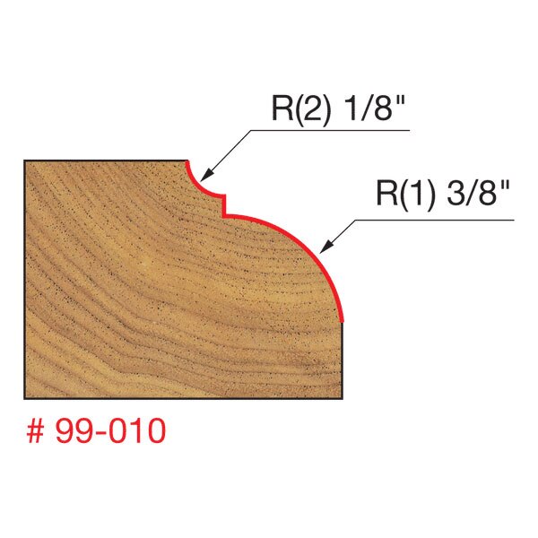Freud 99-010 1-1/2" (Dia.) Table Top Edge Classical Bit (Quadra-Cut) - 2
