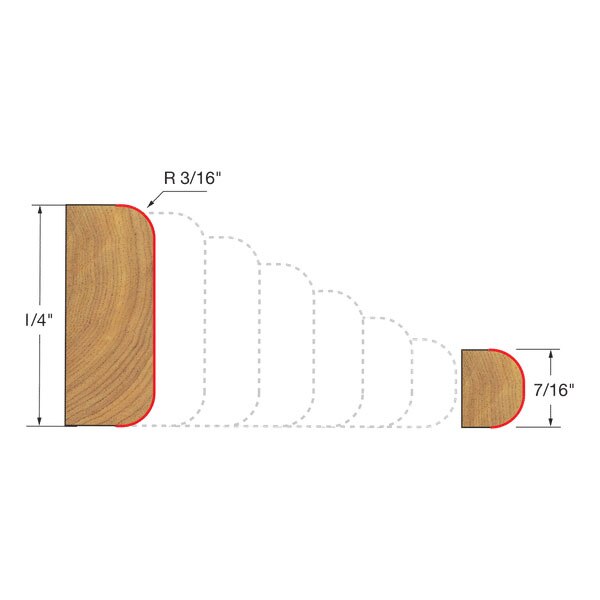 Freud 99-028 3/16" Radius Variable Corner Round Bit - 2