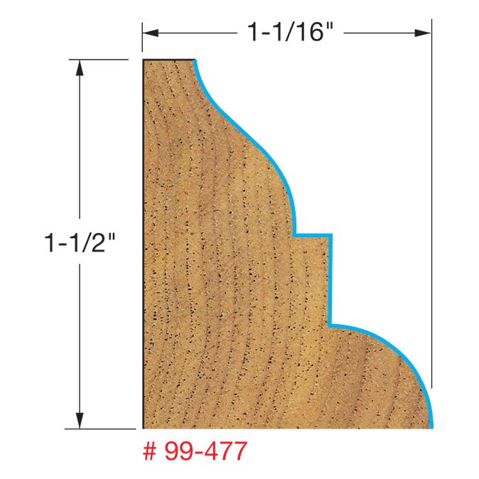 Freud 99-477 2-1/4" (Dia.) Chair Rail Bit - 2