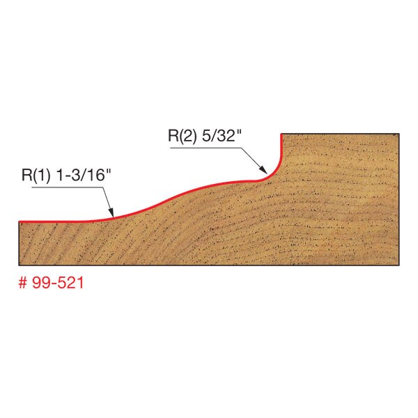 Freud 99-521 3-1/2" (Dia.) Raised Panel Bit (Quadra-Cut) - 2