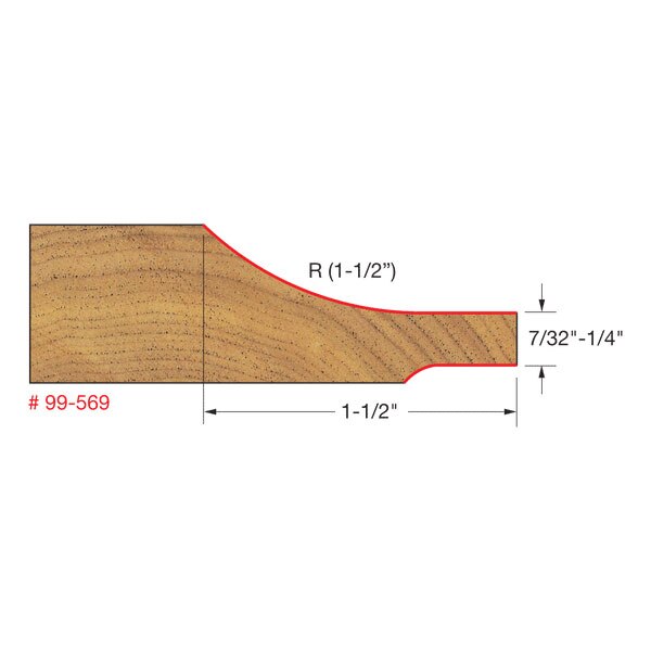 Freud 99-569 3-1/2" (Dia.) Raised Panel Bit w/Backcutters (Quadra-Cut) - 2