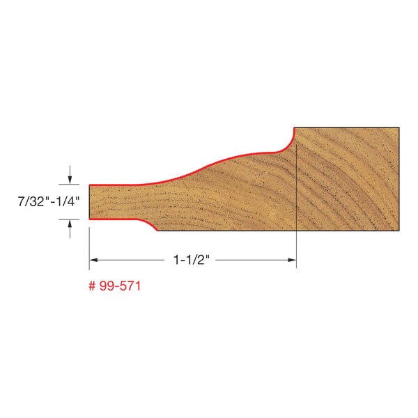 Freud 99-571 3-1/2" (Dia.) Raised Panel Bit w/Backcutters (Quadra-Cut) - 2