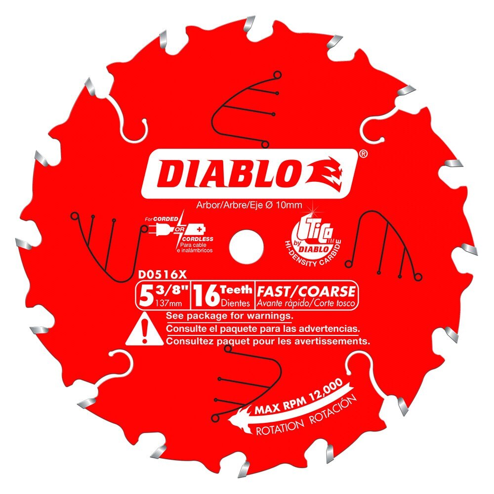 Diablo D0516X 5-3/8" x 16 Tooth Framing Trim Saw Blade
