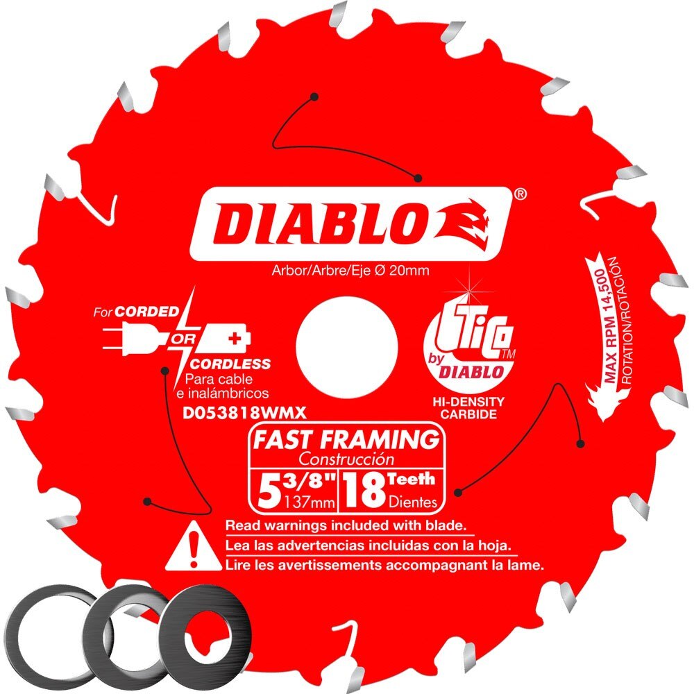 Diablo D053818WMX 5-3/8" x 18 Tooth Fast Framing Saw Blade
