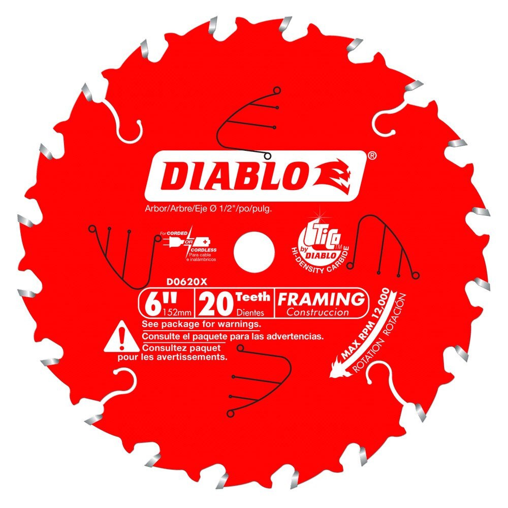 Diablo D0620X 6" x 20 Tooth Framing Saw Blade for Port-Cable Saw Boss