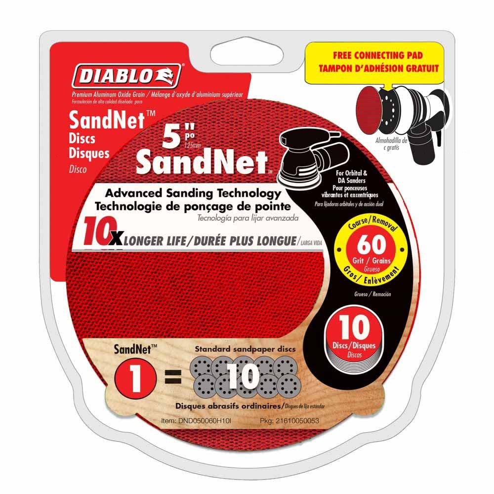 Diablo DND050060H10I 5 Inch 60 Grit SandNet Discs with Connection Pad (10 Pack) - 3