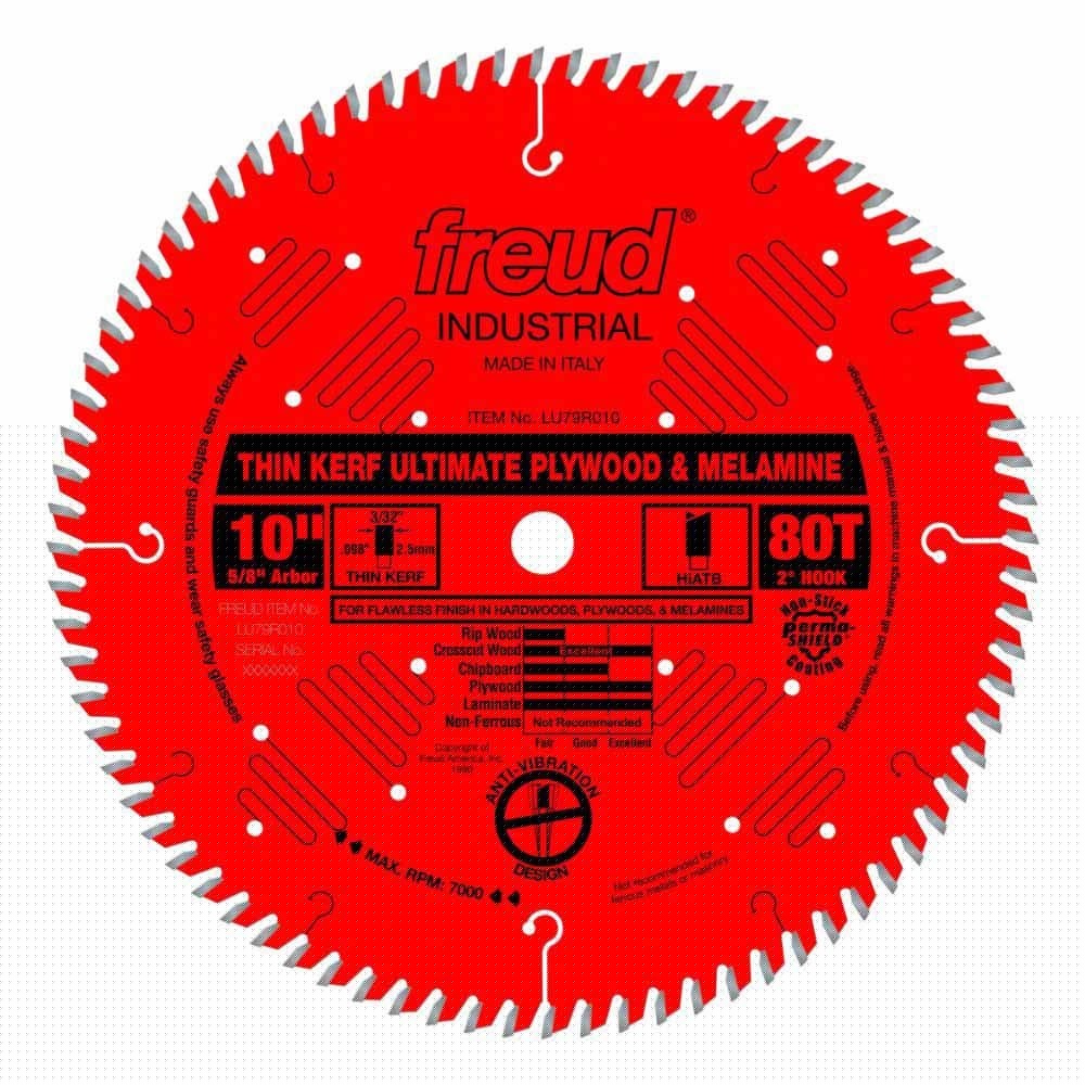 Freud LU79R010 10" Thin Kerf Ultimate Plywood & Melamine Blade