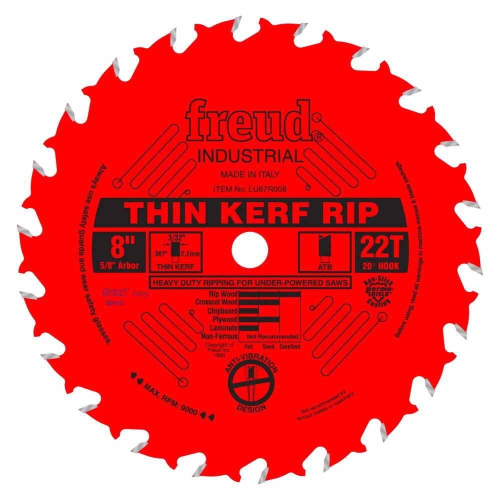 Freud LU87R008 8" Thin Kerf Rip Blade