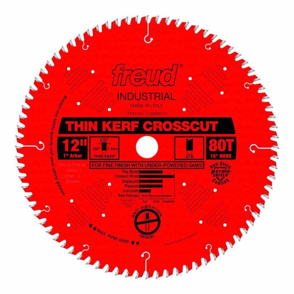 Freud LU88R012 12" Thin Kerf Fine Finish Crosscut Blade