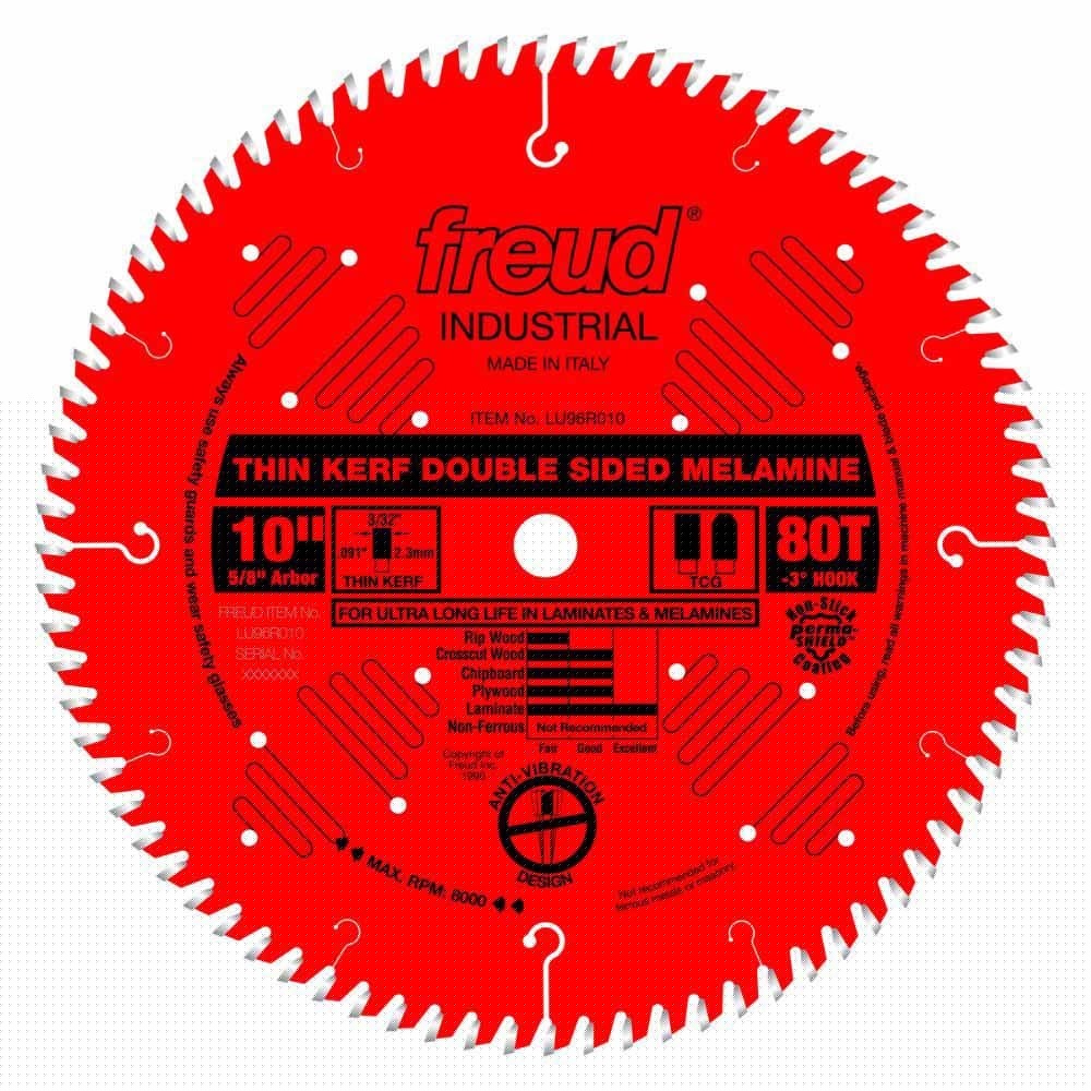 Freud LU96R010 10" Thin Kerf Double Sided Laminate/Melamine