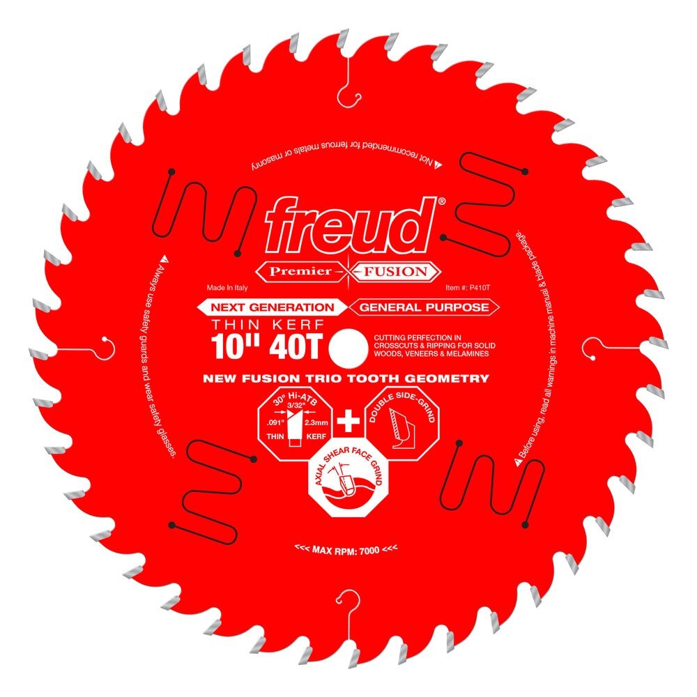 Freud P410T 10" Premier Fusion Thin Kerf Next Generation General Purpose Blade