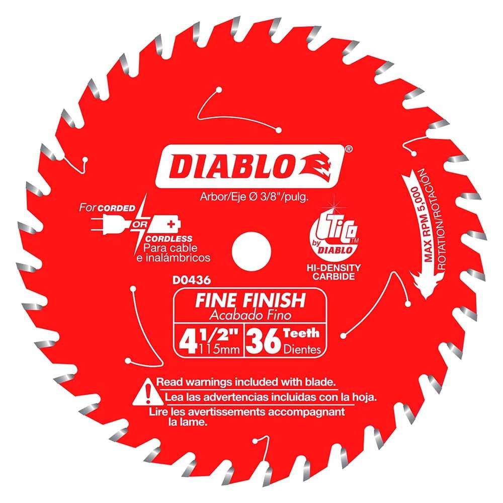 Diablo D0436X 4-1/2-Inch 36 Tooth ATB Cordless Trim Saw Blade with 20-Millimeter Arbor and 3/8-Inch Reducer Bushing