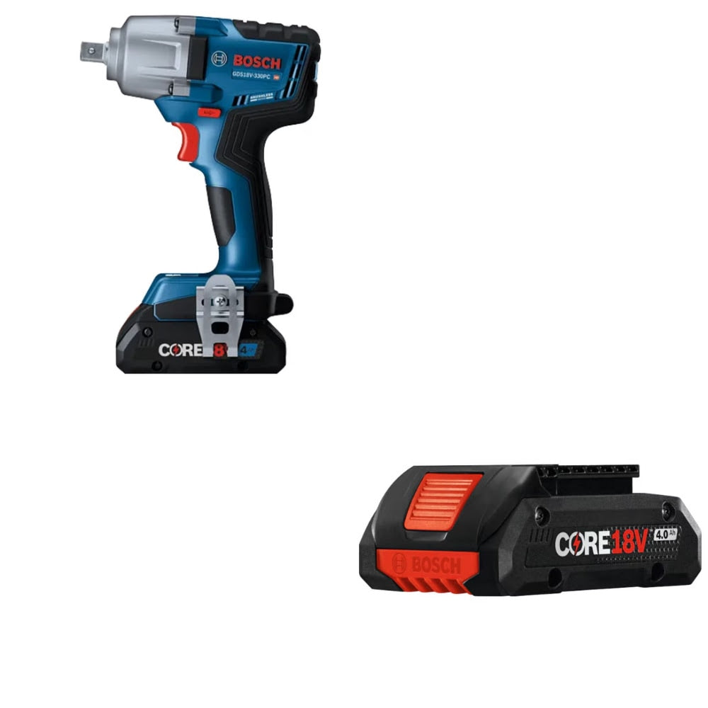 Bosch GDS18V-330PCB25 Impact Wrench Kit W/ FREE GBA18V40 Battery