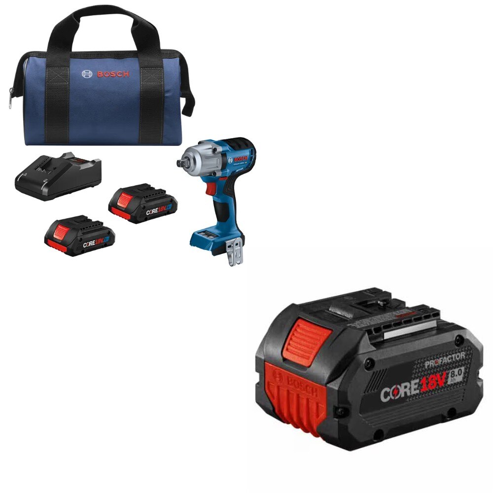 Bosch GDS18V-330PCB25 Impact Wrench Kit W/ FREE GBA18V80 8.0Ah Battery