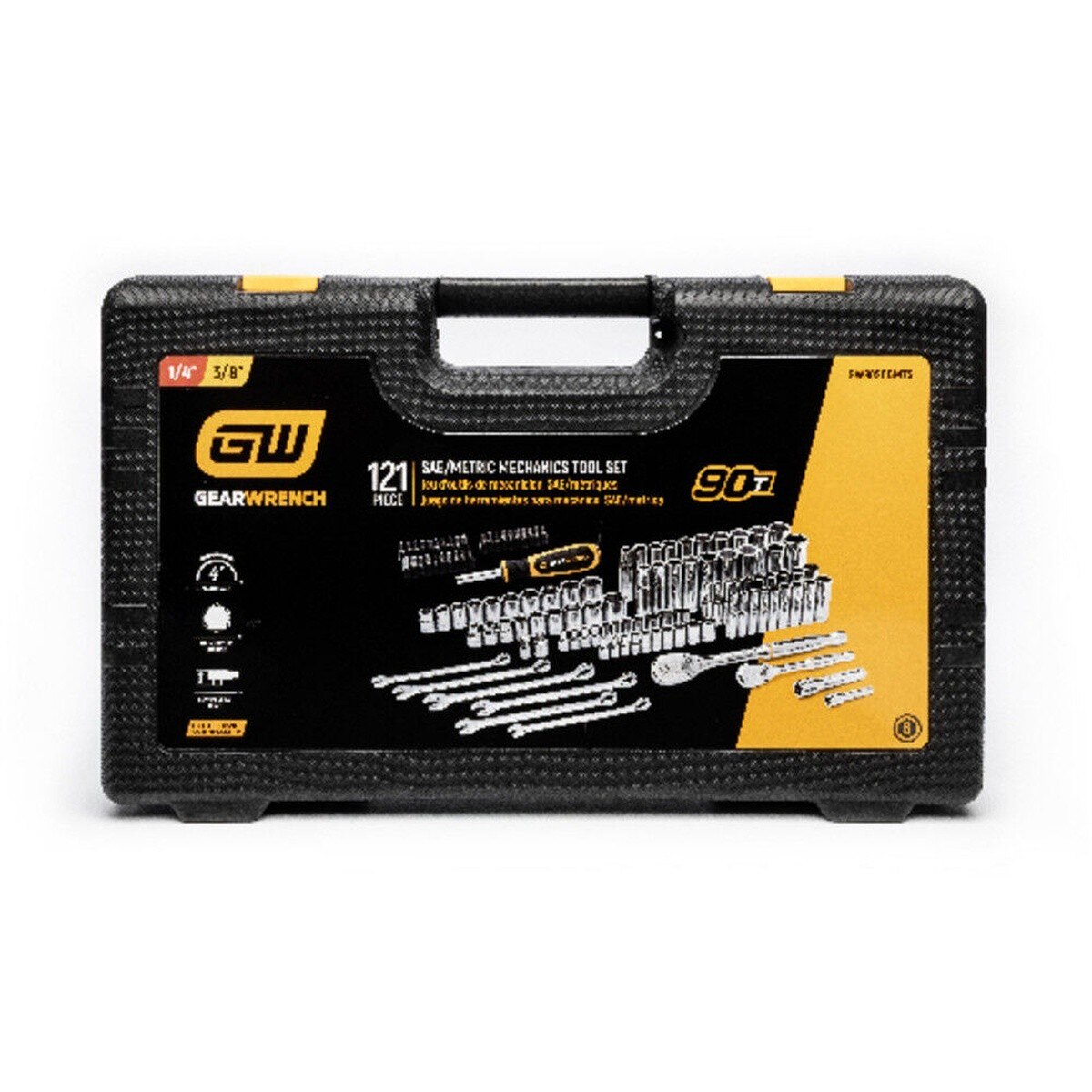 GearWrench GW90SCBMTS 1/4 in. and 3/8 in. Drive 90T SAE/Metric Mechanics Hand Tool Set (121 Piece) - 2
